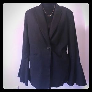 Free People Blazer Black Bell Sleeve One Button Lg